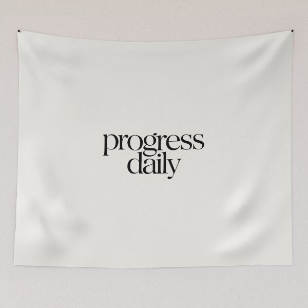 Aperçu de l'œuvre Progress Daily – Citation de motivation fitness minimaliste créée et vendue par Jollys-ArtShop.