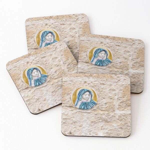 Item preview, Madonna Ceramic Medallion On Stone Wall Religious Virgin Mary Shrine Tile Outdoor designed and sold by Nmallia.