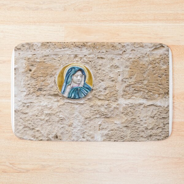 Item preview, Madonna Ceramic Medallion On Stone Wall Religious Virgin Mary Shrine Tile Outdoor designed and sold by Nmallia.