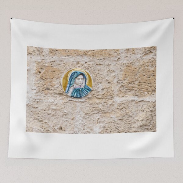 Item preview, Madonna Ceramic Medallion On Stone Wall Religious Virgin Mary Shrine Tile Outdoor designed and sold by Nmallia.