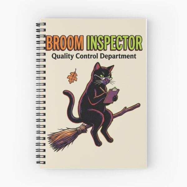 Item preview, Broom Inspector Black Cat Witchy Cat Mom Gift, Funny Halloween Cat Crewneck, Spooky Season Cat Lover  designed and sold by FurRealStudioCo.