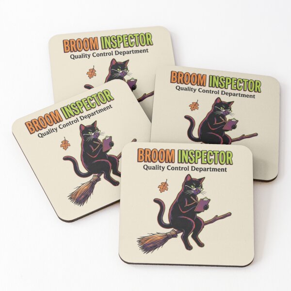 Item preview, Broom Inspector Black Cat Witchy Cat Mom Gift, Funny Halloween Cat Crewneck, Spooky Season Cat Lover  designed and sold by FurRealStudioCo.