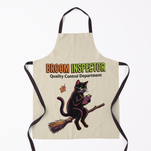 Item preview, Broom Inspector Black Cat Witchy Cat Mom Gift, Funny Halloween Cat Crewneck, Spooky Season Cat Lover designed and sold by FurRealStudioCo.