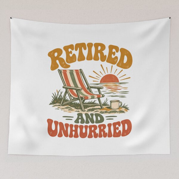 Item preview, Retired And Unhurried Retro Beach Sunset designed and sold by Trailember.