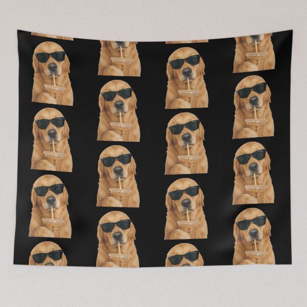 Item preview, Cool Golden Retriever Drinking Iced Coffee designed and sold by creativerooney.