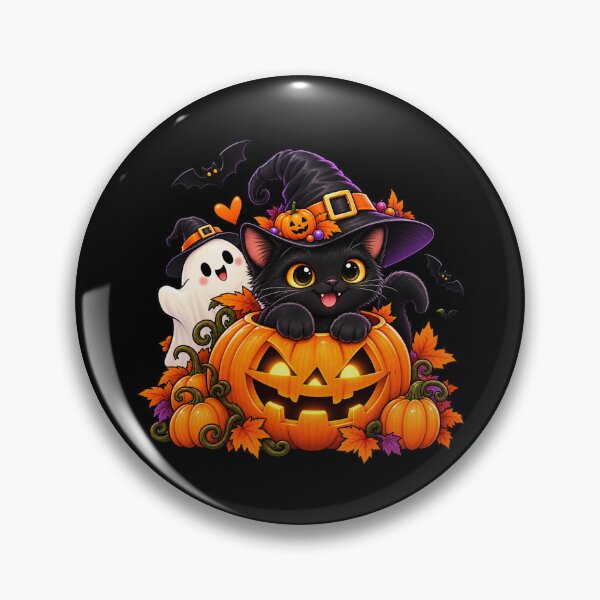 Artikelvorschau, Cute Spooky Black Cat Witch Halloween Pumpkin Ghost entworfen und verkauft von DIB Designs – Express Your Style.