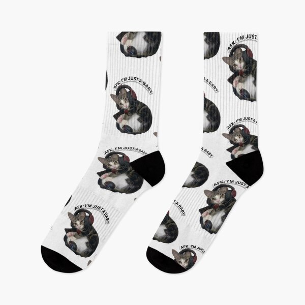Item preview, AFK I`m Just A Baby Gamer Cat Cute Funny Gaming Kitten Meme designed and sold by MeliMedO Art.