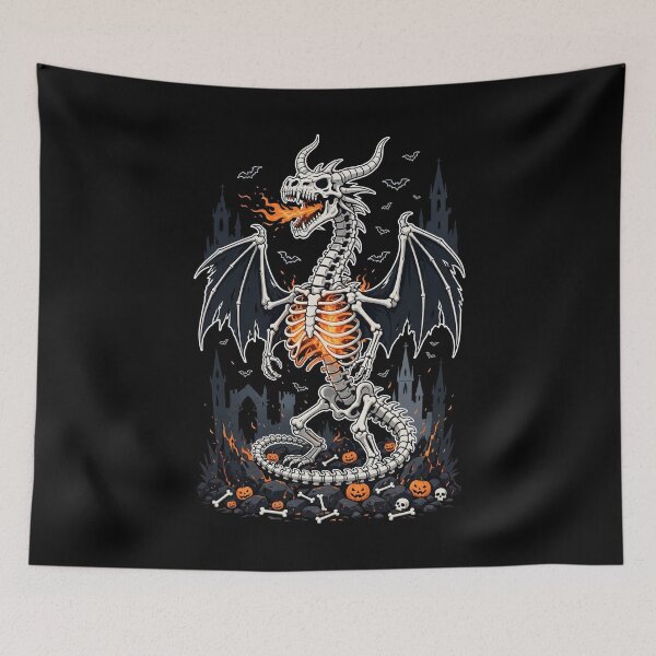Item preview, The Skeleton Dragon Awakens — Infernal Halloween- Halloween  designed and sold by DibujandoPorfa.