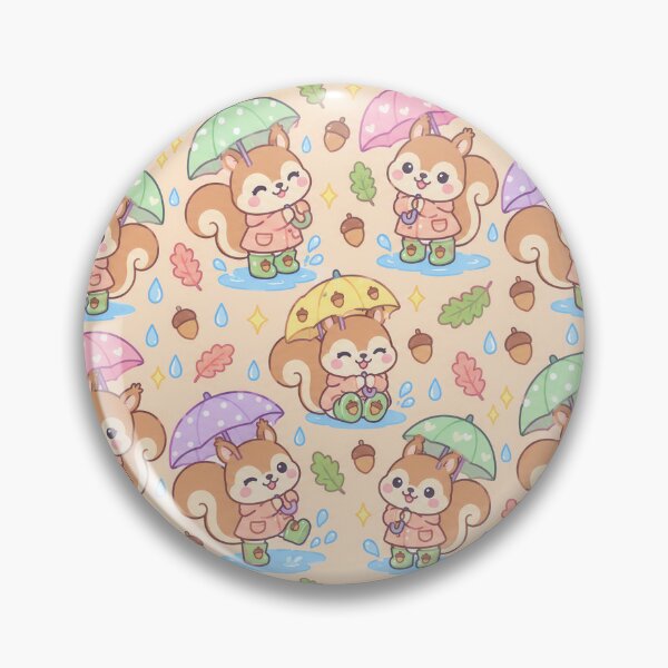 Item preview, Kawaii Squirrel Rainy Day Pattern with Acorn Rain Boots and Pastel Umbrellas designed and sold by Soft Berry Studio.