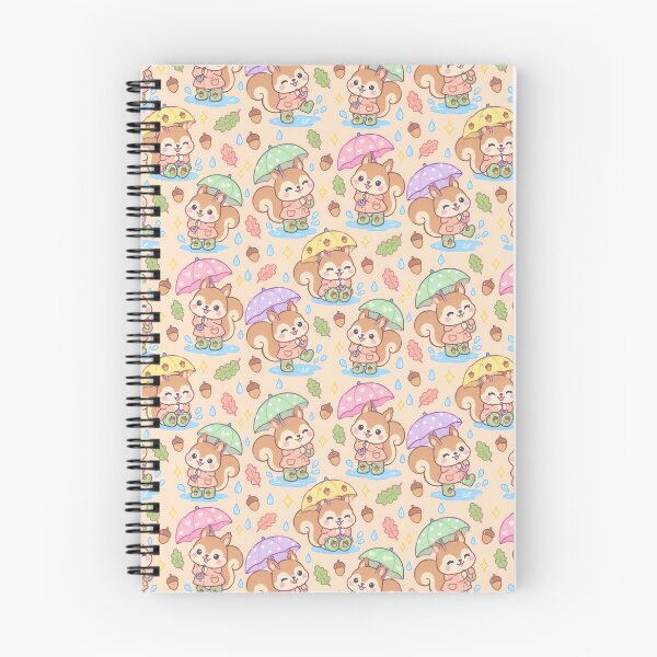 Item preview, Kawaii Squirrel Rainy Day Pattern with Acorn Rain Boots and Pastel Umbrellas designed and sold by Soft Berry Studio.