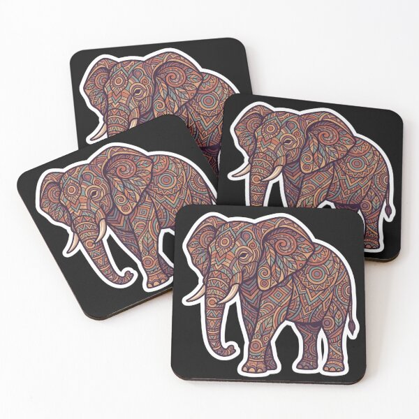 Item preview, Boho Mandala Elephant Tribal Intricate Zentangle Pattern Earth Tone Wildlife Graphic Design designed and sold by Bhaskar Digital Art.