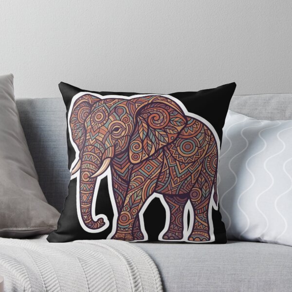 Item preview, Boho Mandala Elephant Tribal Intricate Zentangle Pattern Earth Tone Wildlife Graphic Design designed and sold by Bhaskar Digital Art.