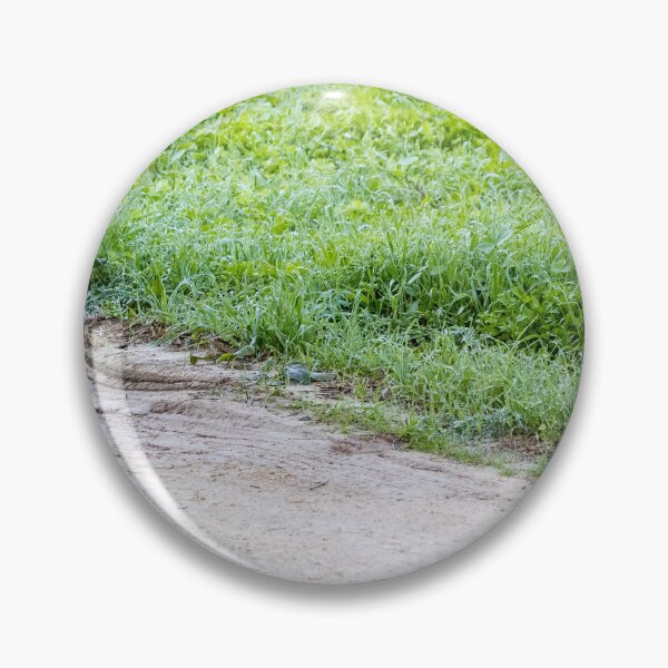 Item preview, Dewy Grass Beside Muddy Dirt Road With Tire Tracks and Green Field in Morning Light designed and sold by Nmallia.