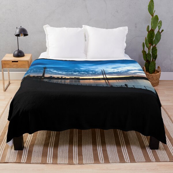 Item preview, Düsseldorf skyline at sunset with sun reflection and clouds. designed and sold by Your Happy Life.