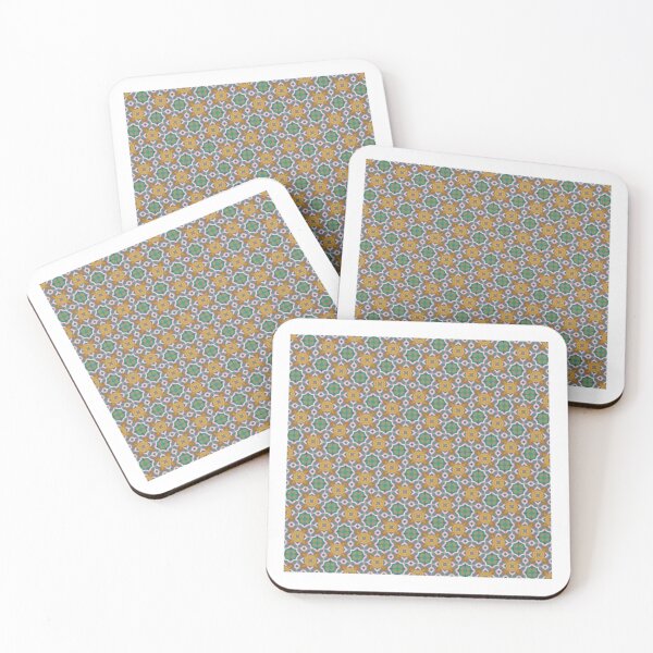 Item preview, Emerald Teal Ochre Gold Pythagorean Tile Pattern Mandala - Throw Pillow designed and sold by ArithraStudio.