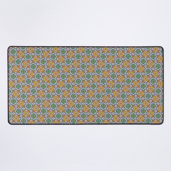 Item preview, Emerald Teal Ochre Gold Pythagorean Tile Pattern Mandala - Throw Pillow designed and sold by ArithraStudio.
