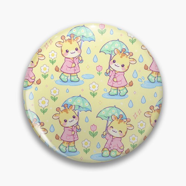 Item preview, Kawaii Rainy Day Giraffe Pattern with Daisy Rain Boots and Mint Umbrellas designed and sold by Soft Berry Studio.