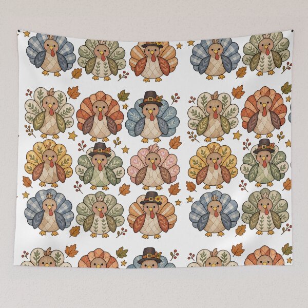 Item preview, Retro Stained Glass Thanksgiving Turkeys designed and sold by Creativveworrld03.
