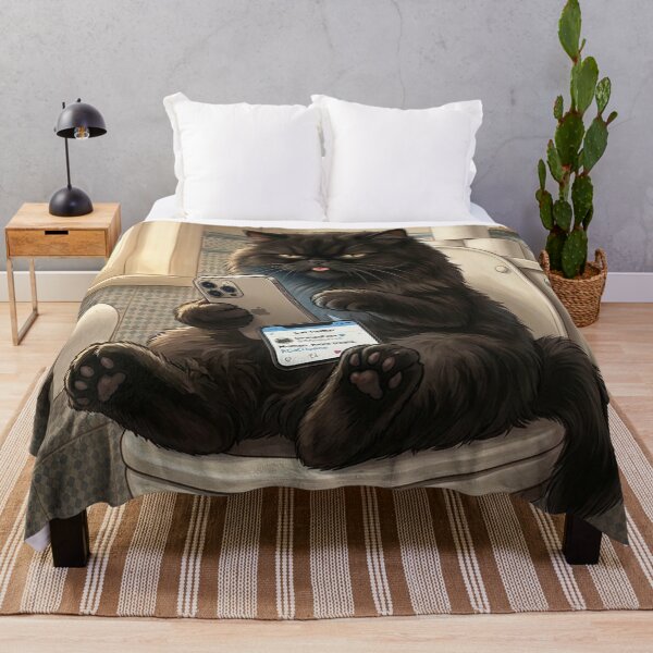 Item preview, Black Cat Sitting on Toilet Using Smartphone Funny Bathroom Art designed and sold by PetalsPaws.
