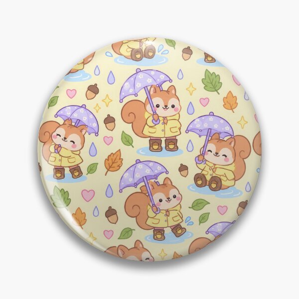 Item preview, Kawaii Rainy Day Squirrel Pattern with Acorn Rain Boots and Lavender Umbrellas designed and sold by Soft Berry Studio.