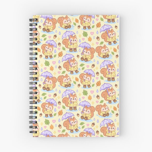 Item preview, Kawaii Rainy Day Squirrel Pattern with Acorn Rain Boots and Lavender Umbrellas designed and sold by Soft Berry Studio.