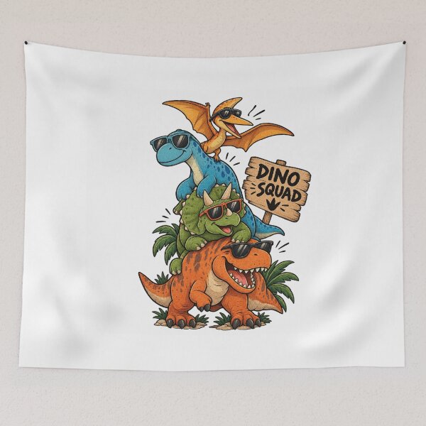 Item preview, Funny Dino Squad Cartoon Dinosaurs Wearing Sunglasses designed and sold by StudioDessin.