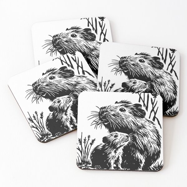 Item preview, Little Ones Guinea Pigs Linocut designed and sold by EDAI ART.