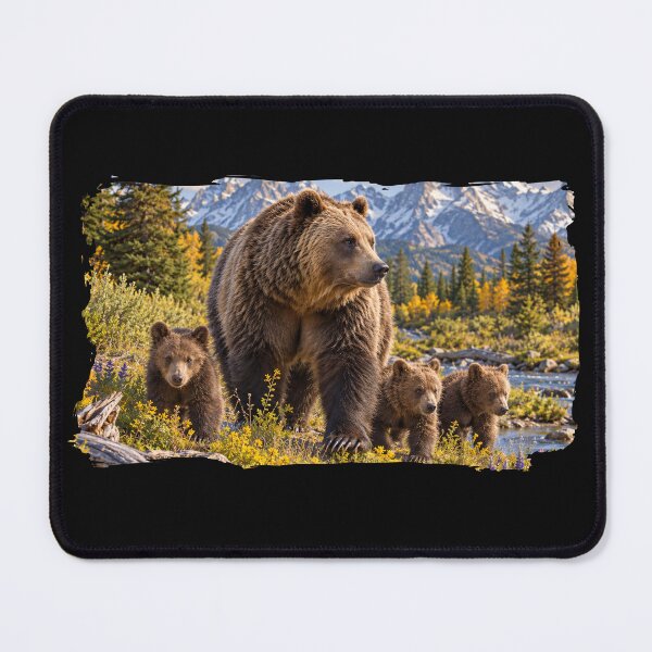 Item preview, Grizzly Bear and Cubs designed and sold by Whisperingpeaks.