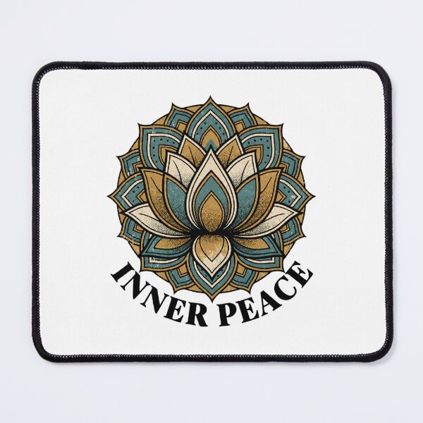 Item preview, Vintage Mandala Lotus Flower with Inner Peace Quote - Bold Neo-Traditional Tattoo Flash - Spiritual Zen Vector Art designed and sold by cannsuh.