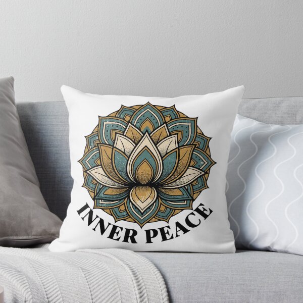Item preview, Vintage Mandala Lotus Flower with Inner Peace Quote - Bold Neo-Traditional Tattoo Flash - Spiritual Zen Vector Art designed and sold by cannsuh.