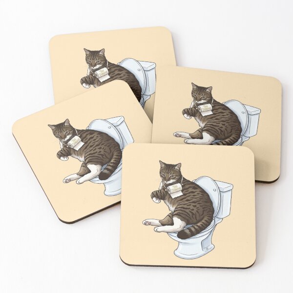 Item preview,  Funny Cat on Toilet "The Throne" Bathroom Art designed and sold by PetalsPaws.