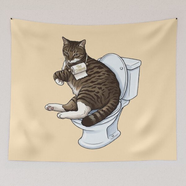 Item preview,  Funny Cat on Toilet "The Throne" Bathroom Art designed and sold by PetalsPaws.