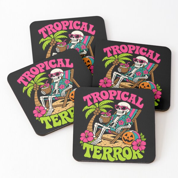 Item preview, Tropical Terror Skeleton Beach Lounger Retro Halloween designed and sold by Design Vibras.
