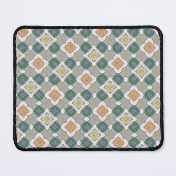 Item preview, Emerald Teal Rose Pink Ochre Gold Pythagorean Tile Pattern Mandala - Throw Pillow designed and sold by ArithraStudio.