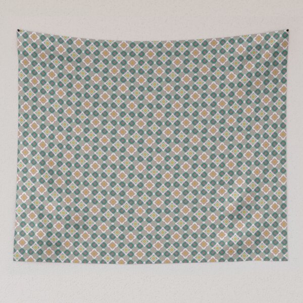 Item preview, Emerald Teal Rose Pink Ochre Gold Pythagorean Tile Pattern Mandala - Throw Pillow designed and sold by ArithraStudio.