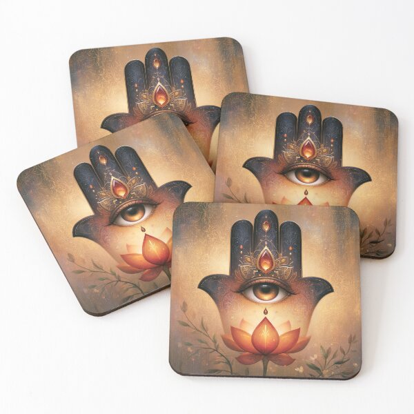 Item preview, Amber Glow Lotus Hamsa designed and sold by bloorose.