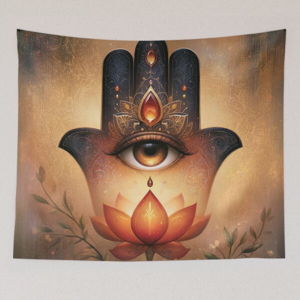 Item preview, Amber Glow Lotus Hamsa designed and sold by bloorose.