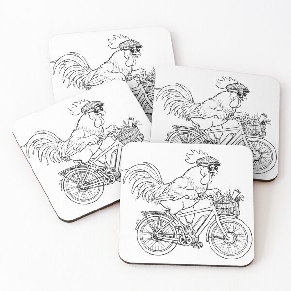 Item preview, rooster on a bike black designed and sold by Vibeprintstyle.