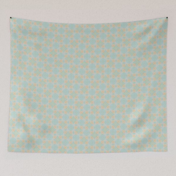 Item preview, Pale Coastal Aqua Sunlit Gold Pythagorean Tile Pattern Mandala - Duvet Cover designed and sold by ArithraStudio.