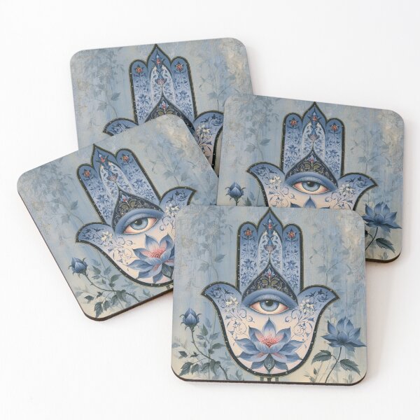 Item preview, Indigo Flora Hamsa Emblem designed and sold by bloorose.