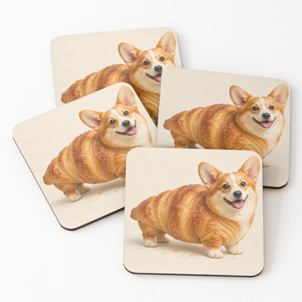 Item preview, Corgissant - Surreal Corgi Croissant Art Print designed and sold by ManxCatAndy.