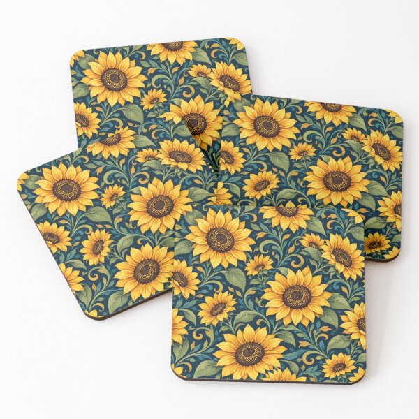 Item preview, Dark Teal Sunflower Botanical Pattern designed and sold by PunchDrop.