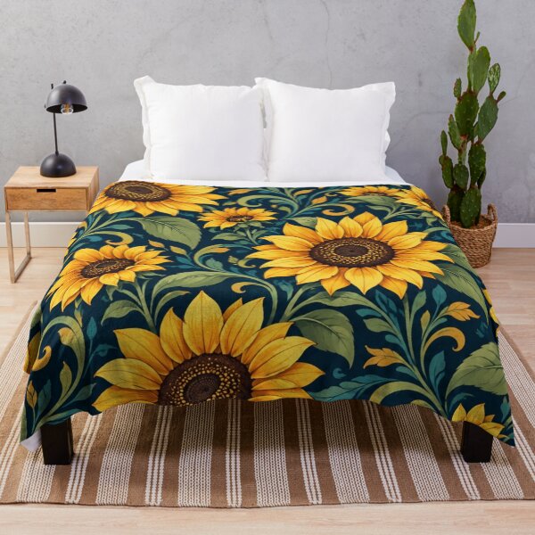 Item preview, Dark Teal Sunflower Botanical Pattern designed and sold by PunchDrop.