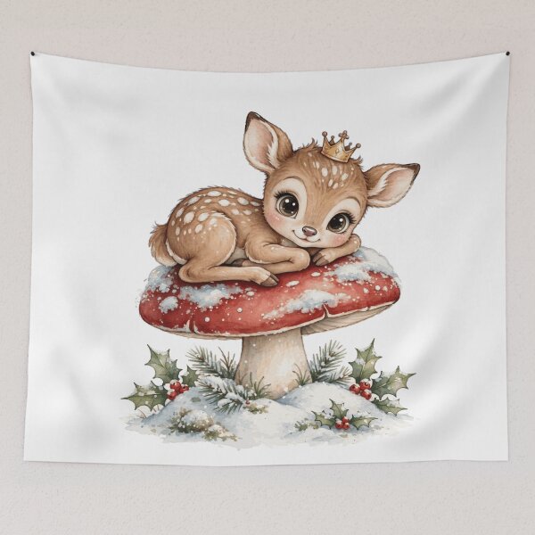 Aperçu de l'œuvre Sleeping Fawn Mushroom Crown Christmas créée et vendue par Faelottie.