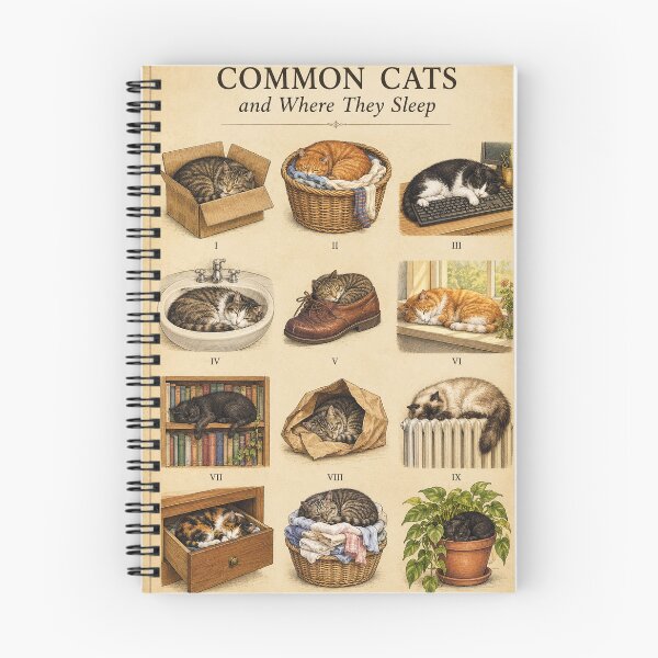 Item preview, Common Cats and Where They Sleep - Vintage Cat Chart Print designed and sold by ManxCatAndy.