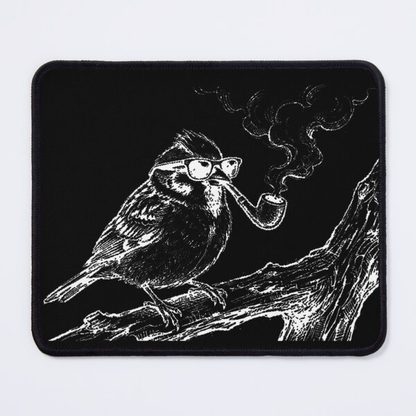Item preview, sparrow with a pipe white designed and sold by Vibeprintstyle.