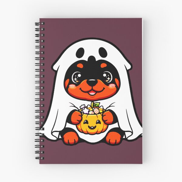 Item preview, Kawaii Halloween Ghost Dog | Rottweiler in Ghost Costume with Candy Pumpkin designed and sold by AstronautMerch.