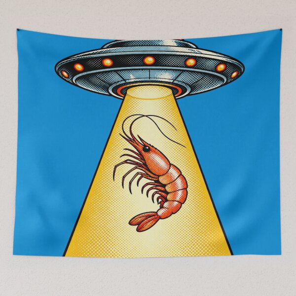 Item preview, UFO Abducting a Giant Shrimp designed and sold by orange-grape.