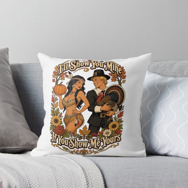 Item preview, Thanksgiving, Pilgrim and Princess flirting, I'll Show You Mine... designed and sold by Wabidasse's Tip-Top Tees.