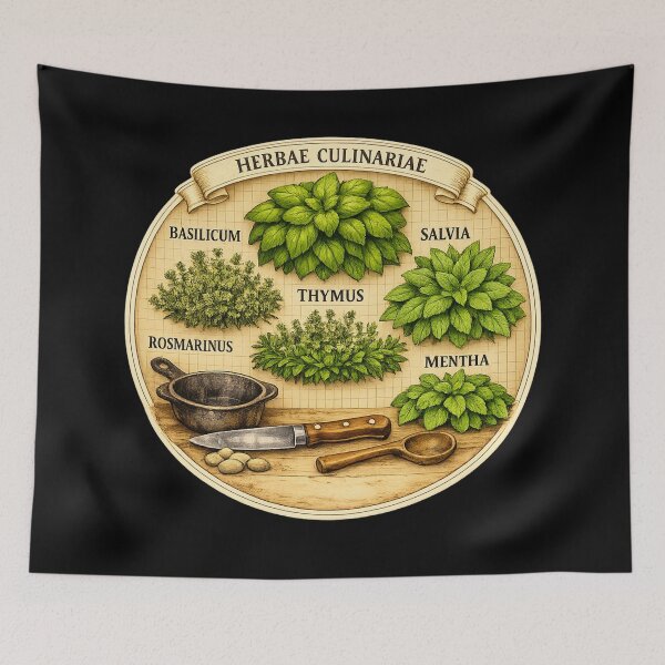 Item preview, Herbae Culinariae - Rosemary Basil Sage Herb Chart Art designed and sold by ArtoryWorks.